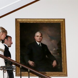 Le président de la République française Emmanuel Macron et sa femme la Première dame Brigitte Macron (Trogneux) - Dîner en l'honneur du Président de la République Emmanuel Macron et de la première dame Brigitte Macron (Trogneux) à la Maison Blanche à Washington, le 24 avril 2018.