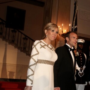 Le président de la République française Emmanuel Macron et sa femme la Première dame Brigitte Macron (Trogneux) - Dîner en l'honneur du Président de la République Emmanuel Macron et de la première dame Brigitte Macron (Trogneux) à la Maison Blanche à Washington, le 24 avril 2018.