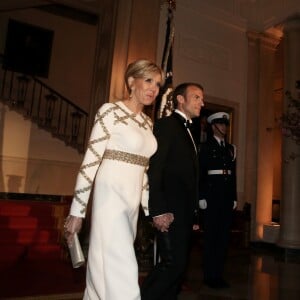 Le président de la République française Emmanuel Macron et sa femme la Première dame Brigitte Macron (Trogneux) - Dîner en l'honneur du Président de la République Emmanuel Macron et de la première dame Brigitte Macron (Trogneux) à la Maison Blanche à Washington, le 24 avril 2018.