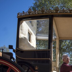 Préparation du carrosse royal pour le marriage du prince Harry et Meghan Markle au palais de Buckingham à Londres le 1er mai 2018.