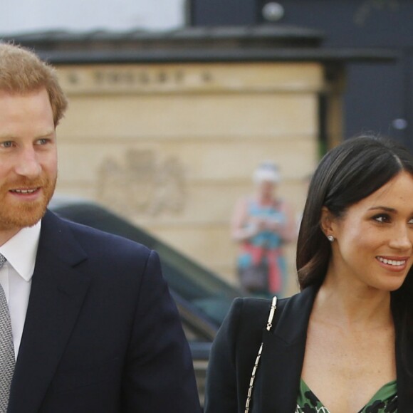 Le prince Harry et sa fiancée Meghan Markle arrivent à une réception organisée par Malcolm Turnbull, Premier ministre australien et son épouse Lucy Turnbull à l'ambassade australienne (High Commission of Australia) à Londres, Royaume Uni, le 21 avril 2018.