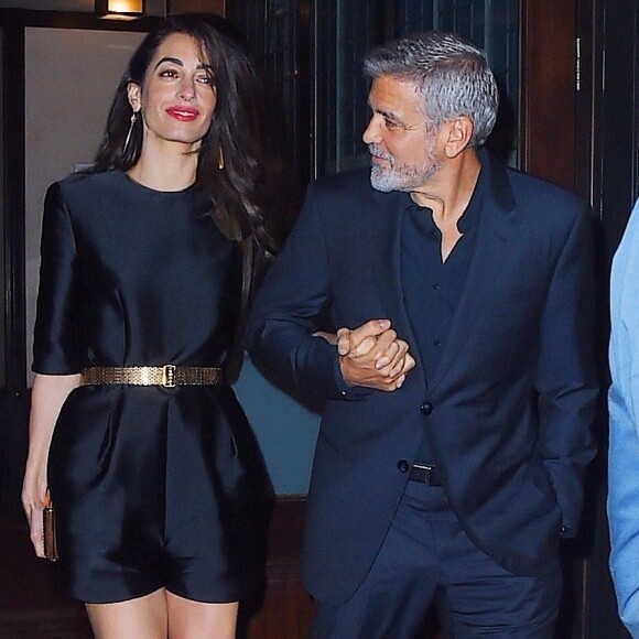 Exclusif - George Clooney est allé fêter son anniversaire (57 ans) avec sa femme Amal Alamuddin Clooney à New York, le 6 mai 2017