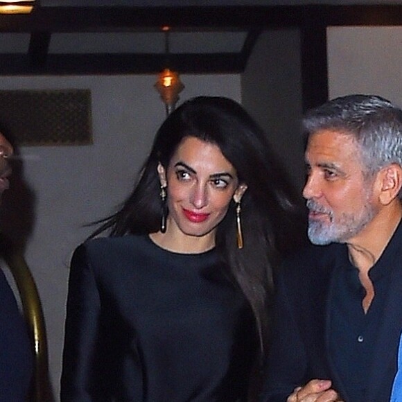 Exclusif - George Clooney est allé fêter son anniversaire (57 ans) avec sa femme Amal Alamuddin Clooney à New York, le 6 mai 2017