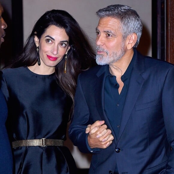 Exclusif - George Clooney est allé fêter son anniversaire (57 ans) avec sa femme Amal Alamuddin Clooney à New York, le 6 mai 2017