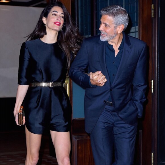 Exclusif - George Clooney est allé fêter son anniversaire (57 ans) avec sa femme Amal Alamuddin Clooney à New York, le 6 mai 2017