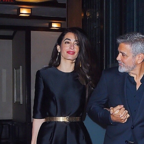 Exclusif - George Clooney est allé fêter son anniversaire (57 ans) avec sa femme Amal Alamuddin Clooney à New York, le 6 mai 2017