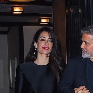 Exclusif - George Clooney est allé fêter son anniversaire (57 ans) avec sa femme Amal Alamuddin Clooney à New York, le 6 mai 2017