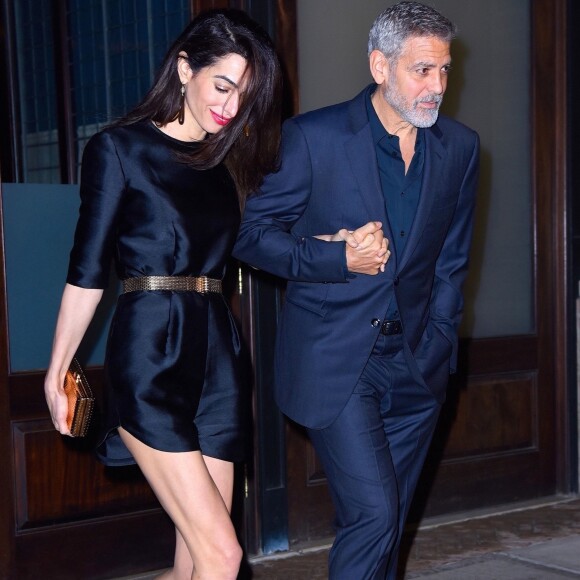 Exclusif - George Clooney est allé fêter son anniversaire (57 ans) avec sa femme Amal Alamuddin Clooney à New York, le 6 mai 2017