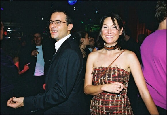 Jean-Luc Delarue et Evelyne Thomas avec Hubert Boukobza à Paris, 2000.