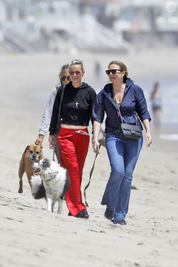 Laeticia Hallyday accompagnée de sa chienne Cheyenne va déjeuner avec Jean-François Piège et sa femme Elodie, Yaël Abrot, Christina accompagnée de sa chienne et Ezra Petronio avec sa compagne Lana Petrusevych au restaurant Nobu à Malibu le 10 mai 2018.