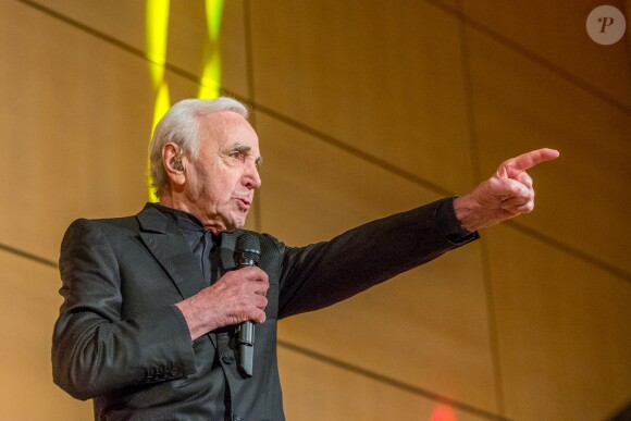 Charles Aznavour en concert à l'Office des Nations Unies à Genève. Le 13 mars 2018