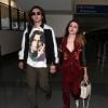 Frances Bean Cobain (fille de Kurt Cobain et de Courtney Love) et son compagnon Matthew Cook arrivent à l'aéroport de Los Angeles (LAX) le 9 février 2018.