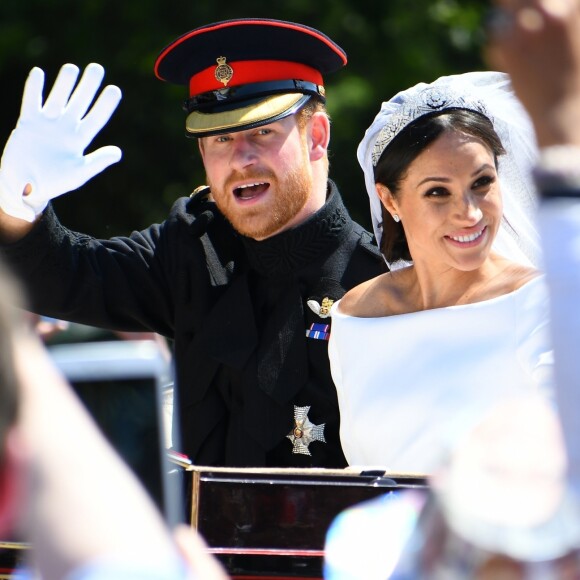 Meghan Markle et le prince Harry, duchesse et duc de Sussex, lors de leur mariage le 19 mai 2018 à Windsor.