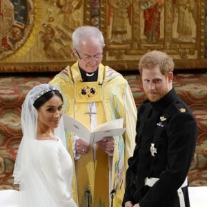 Meghan Markle et le prince Harry, duchesse et duc de Sussex, lors de leur mariage le 19 mai 2018 à Windsor.