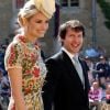 James Blunt et Sofia Wellesley (boucles d'oreilles Cartier) - Les invités arrivent à la chapelle St. George pour le mariage du prince Harry et de Meghan Markle au château de Windsor, Royaume Uni, le 19 mai 2018.