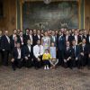 La princesse Estelle et le prince Oscar de Suède se joignaient à leurs parents la princesse héritière Victoria et le prince Daniel ainsi qu'à leur oncle le prince Carl Philip le 21 mai 2018 au palais royal à Stockholm lors d'une réception pour fêter le titre de champions du monde des hockeyeurs suédois.