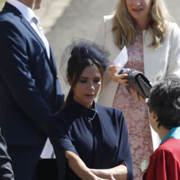 David et Victoria Beckham assistent au mariage du prince William et de Meghan Markle à la chapelle St. George au château de Windsor. Le 19 mai 2018.