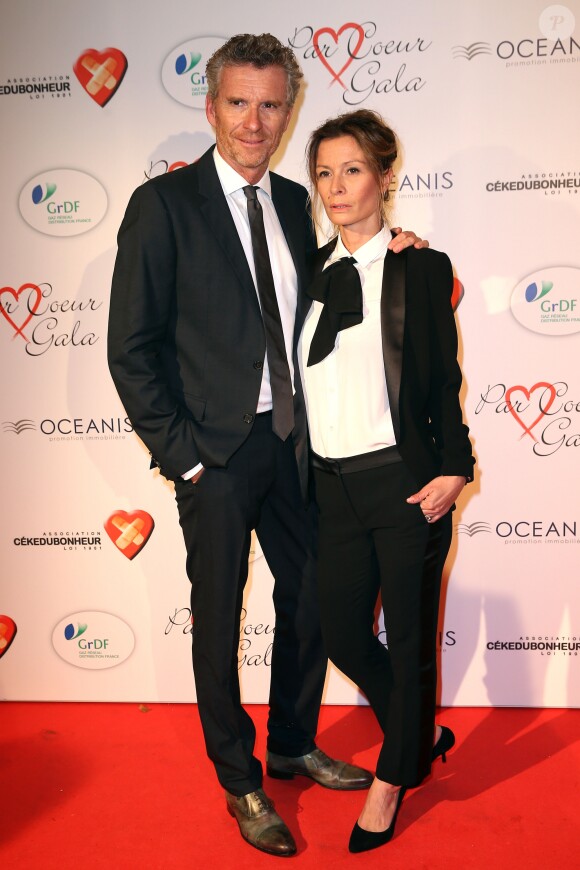 Denis Brogniart et sa femme Hortense - Personnalités au gala "Par Coeur" pour les 10 ans de l'association "Cekedubonheur" au pavillon d'Armenonville à Paris. Le 24 septembre 2015.