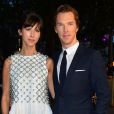Benedict Cumberbatch et sa femme Sophie Hunter (habillée en Dior Haute Couture) - Avant-première du film "Black Mass" lors du Festival BFI à Londres, le 11 octobre 2015.