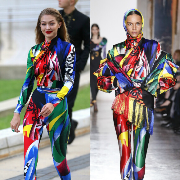 Gigi Hadid, habillée d'une tenue Versace (collection prêt-à-porter automne-hiver 2018-2019), assiste aux CFDA Awards 2018. New York, le 4 juin 2018.