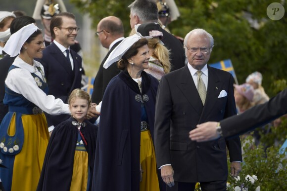 La princesse Victoria, la princesse Estelle, le prince Daniel, la reine Silvia, le roi Carl Gustav de Suède - La famille royale de Suède assiste à la fête nationale dans les jardins du musée Skansen à Stockholm le 6 juin 2018.  Sweden's National Day celebrations at Skansen, Stockholm, Sweden 2018-06-0606/06/2018 - Stockholm