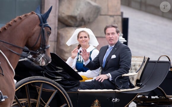La famille royale de Suède - ici, Madeleine de Suède et son époux Christopher O'Neill se rendant au parc de Skansen - a célébré le 6 juin 2018 la Fête nationale.
