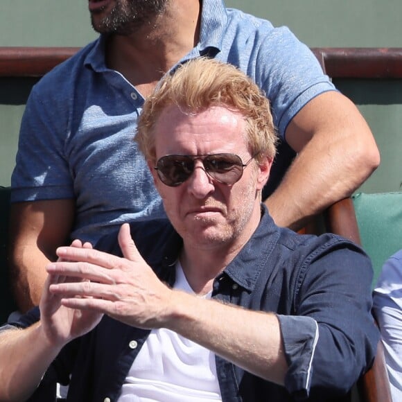 Natacha Regnier et son compagnon Jérôme Pitorin dans les tribunes lors des internationaux de France de Roland Garros à Paris le 7 juin 2018. © Cyril Moreau / Bestimage