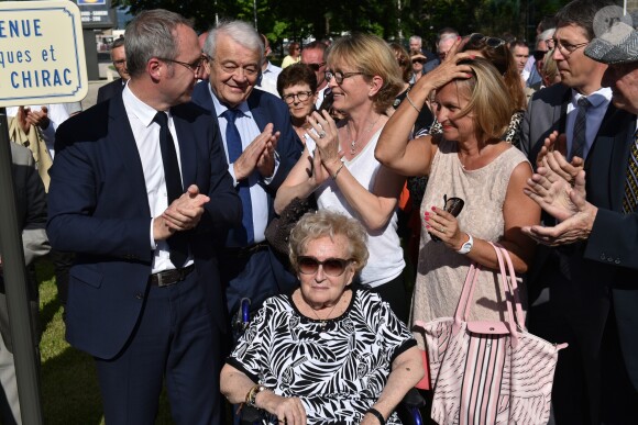 Inauguration de l'avenue Jacques et Bernadette Chirac à Brive-la-Gaillarde (Corrèze) le 8 juin 2018. L'épouse de l'ancien président de la Répubique, Bernardette Chirac, était présente à l'événement, notamment entourée d sa fille Claude.