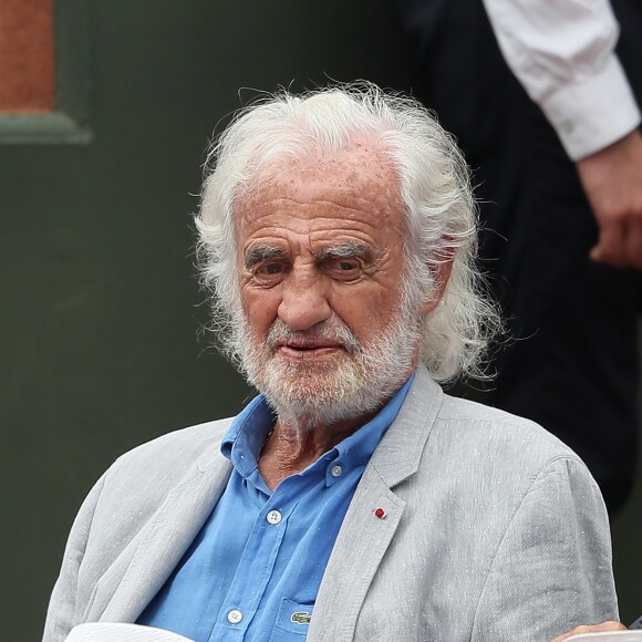 Jean-Paul Belmondo dans les tribunes des Internationaux de France de Tennis de Roland Garros à Paris, le 10 juin 2018. © Dominique Jacovides - Cyril Moreau/Bestimage