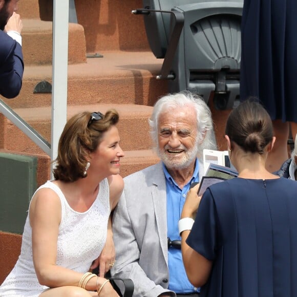 Jean-Paul Belmondo dans les tribunes des Internationaux de France de Tennis de Roland Garros à Paris, le 10 juin 2018. © Dominique Jacovides - Cyril Moreau/Bestimage