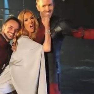 Yanis Marshall, Céline Dion et Ryan Reynolds sur le tournage de Ashes pour Deadpool 2. Instagram, 2018