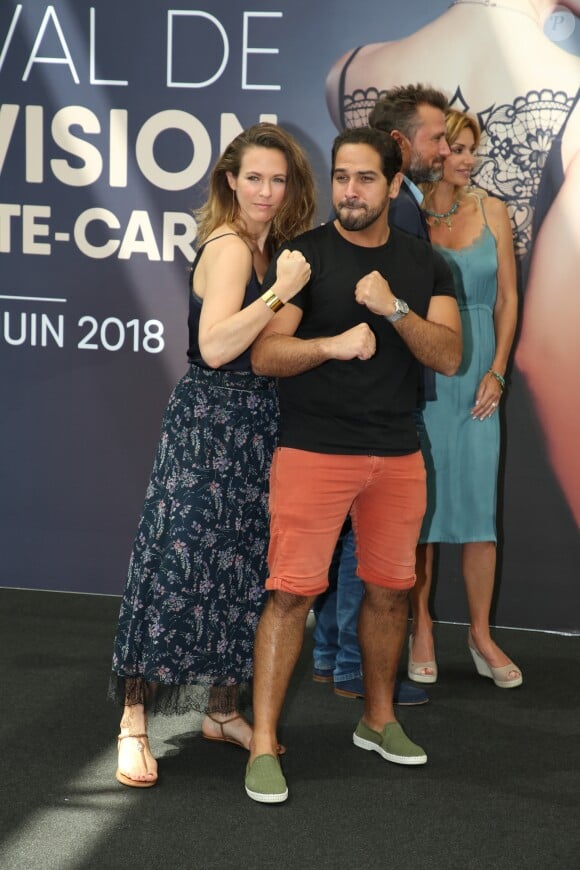 Lorie Pester et Samy Gharbi lors du photocall de la série "Demain nous appartient" lors du 58e festival de Télévision de Monte-Carlo à Monaco le 16 juin 2018. © Denis Guignebourg / Bestimage
