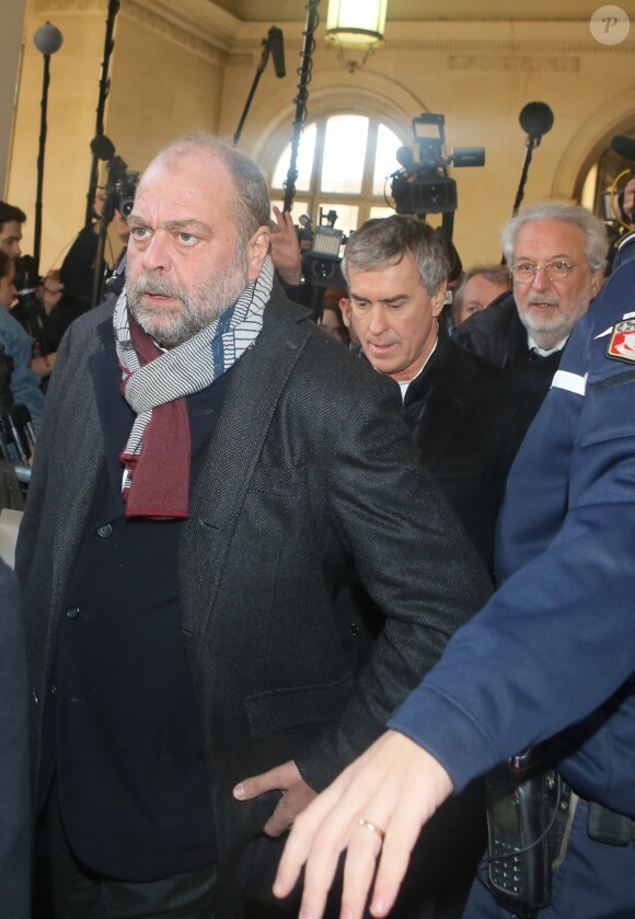 Jérôme Cahuzac et son avocat Eric Dupond-Moretti - Jérôme Cahuzac arrive au tribunal ou débute son procès en appel à Paris le 12 février 2018. © CVS/Bestimage
