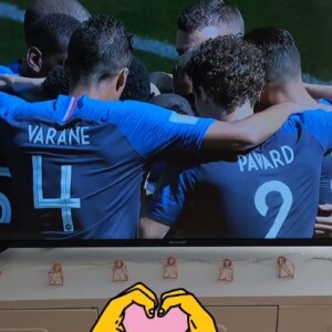 Rachel Legrain-Trapani regarde son compagnon Benjamin Pavard jouer en équipe de France contre l'Australie lors de la Coupe du monde en Russie. Instagram, le 16 juin 2018.