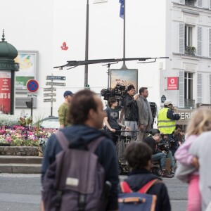 Exclusif - Brahim Zaibat, Rayane Bensetti, Guillaume de Tonquédec - Tournage du film "Let's Dance" à Paris le 5 juin 2018.