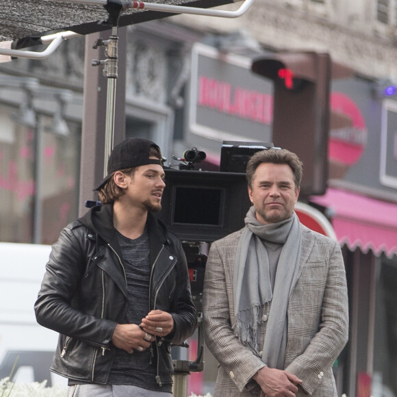 Exclusif - Rayane Bensetti, Guillaume de Tonquédec - Tournage du film "Let's Dance" à Paris le 5 juin 2018.