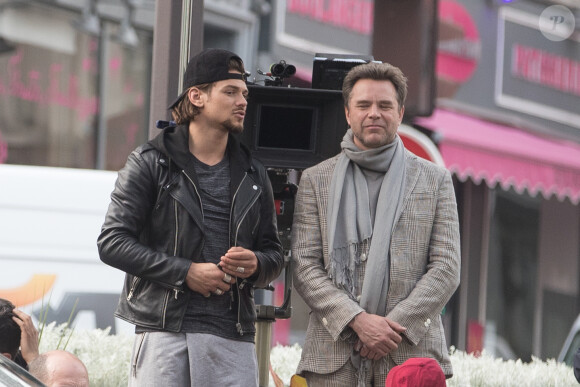 Exclusif - Rayane Bensetti, Guillaume de Tonquédec - Tournage du film "Let's Dance" à Paris le 5 juin 2018.