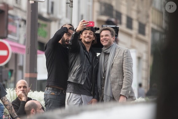 Exclusif - Rayane Bensetti, Guillaume de Tonquédec - Tournage du film "Let's Dance" à Paris le 5 juin 2018.
