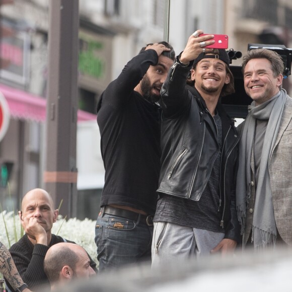Exclusif - Rayane Bensetti, Guillaume de Tonquédec - Tournage du film "Let's Dance" à Paris le 5 juin 2018.