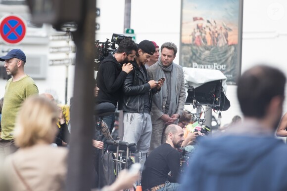 Exclusif - Rayane Bensetti, Guillaume de Tonquédec - Tournage du film "Let's Dance" à Paris le 5 juin 2018.