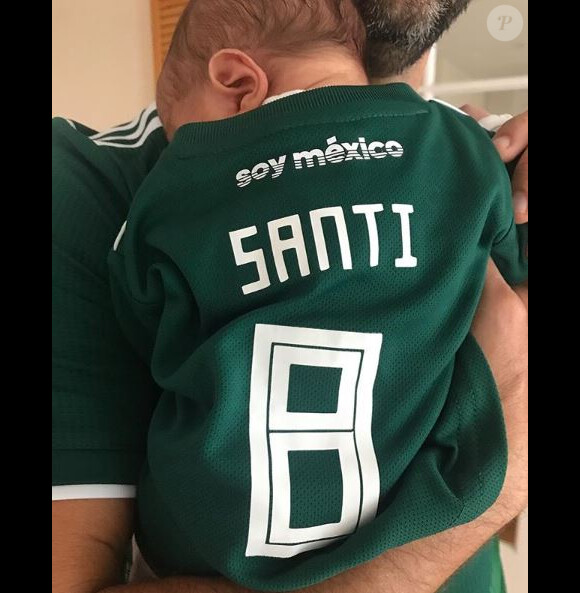 Eva Longoria a partagé cette photo de son fils Santiago, pour la Coupe du monde, sur Instagram, le 23 juin 2018
