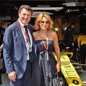 Christian Estrosi, le maire de Nice, et sa femme Laura Tenoudji dans les paddocks lors du 76e Grand Prix de Formule 1 de Monaco, le 26 mai 2018. © Bruno Bebert/Bestimage