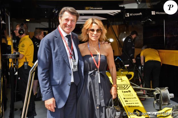 Christian Estrosi, le maire de Nice, et sa femme Laura Tenoudji dans les paddocks lors du 76e Grand Prix de Formule 1 de Monaco, le 26 mai 2018. © Bruno Bebert/Bestimage