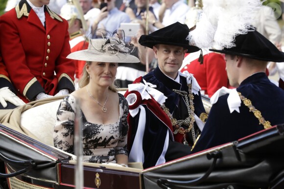 La comtesse Sophie de Wessex et le prince Edward, comte de Wessex lors du service de l'Ordre de la Jarretière au château de Windsor le 18 juin 2018