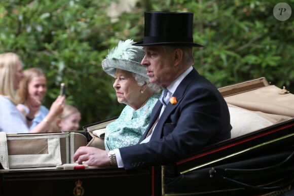 Le prince Andrew et la reine Elizabeth II d'Angleterre lors du 5e jour du Royal Ascot 2018 à Ascot le 23 juin 2018