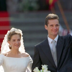 L'infante Cristina d'Espagne et Iñaki Urdangarin lors de leur mariage en octobre 1997 à Barcelone.