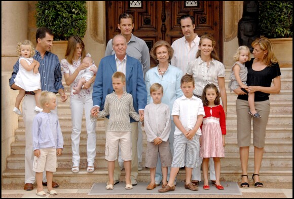 La famille royale d'Espagne en vacances à Palma de Majorque en août 2007.