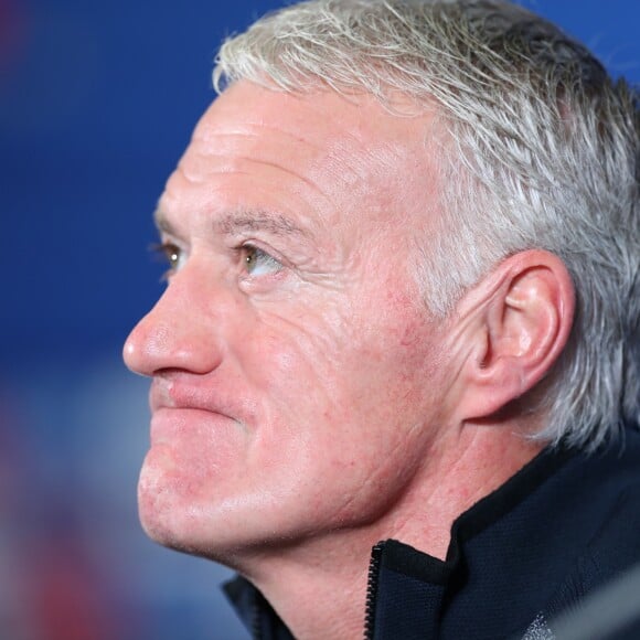 Didier Deschamps en conférence de presse avant avant le match France-Argentine en quart de finale de la Coupe du monde de football à Kazan en Russie le 29 juin 2018.