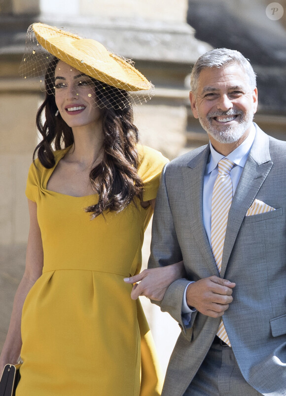 George Clooney et sa femme Amal Clooney - Les invités à la sortie de la chapelle St. George au château de Windsor, Royaume Uni, le 19 mai 2018.
