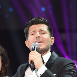 Exclusif - Nana Mouskouri et Vincent Niclo - Enregistrement de l'émission "Bon anniversaire Line" à l'occasion des 90 ans de Line Renaud au Théâtre Bobino à Paris, le 25 juin 2018. L'émission, présentée par Stéphane Bern, est diffusée mardi 3 juillet 2018 à 20h55 sur France 2. © Coadic Guirec / Bestimage